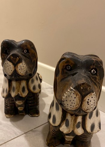 İki tane ahşap biblo köpek - Görsel 3