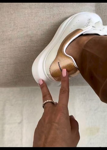 Beyaz Deri Yılan Desenli Stiletto Topuklu Spor Ayakkabı - Görsel 3