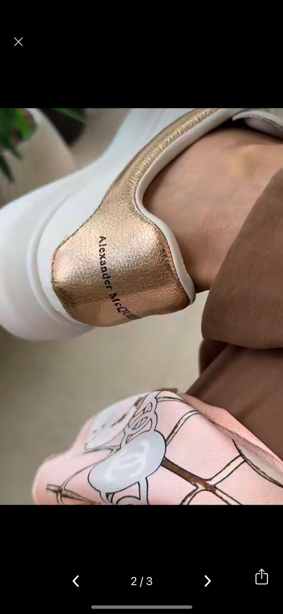 Beyaz Deri Yılan Desenli Stiletto Topuklu Spor Ayakkabı - Görsel 2