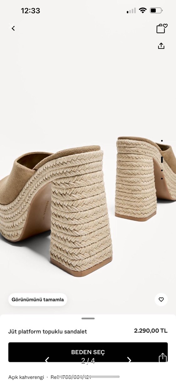 Bershka Bej Süet Platform Topuklu Kadın Sandalet - Görsel 2