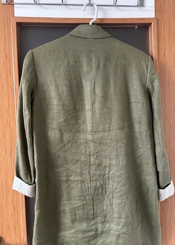 Zara Haki Keten Regular Fit Ceket - Görsel 2