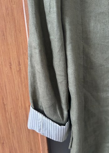 Zara Haki Keten Regular Fit Ceket - Görsel 3