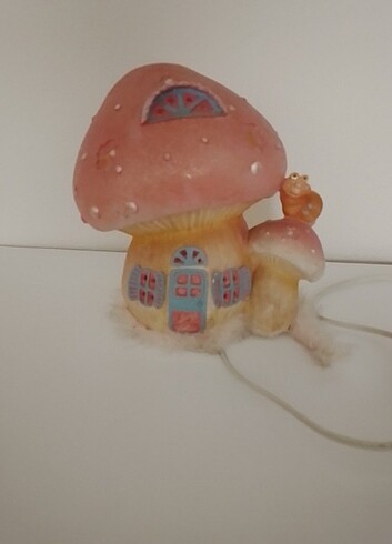 Çocuk odası için mantar ev  renkli abajur fişlidir - Görsel 3