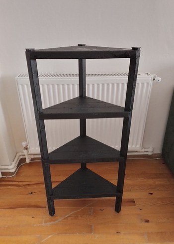 Köşe Tasarımlı Siyah Çocuk Rafı plastik 4 katlı raf - Görsel 3