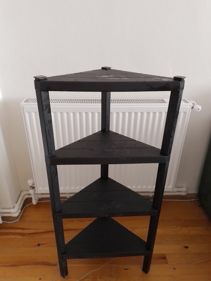 Köşe Tasarımlı Siyah Çocuk Rafı plastik 4 katlı raf - Görsel 2