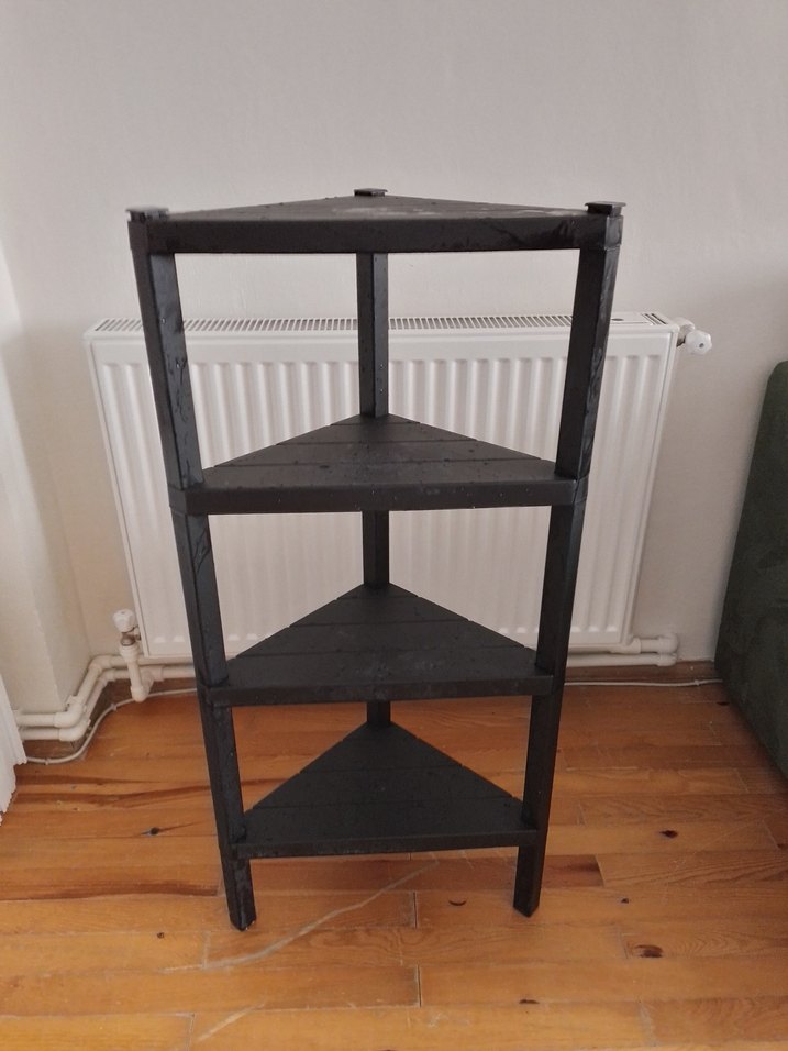 Köşe Tasarımlı Siyah Çocuk Rafı plastik 4 katlı raf - Görsel 3