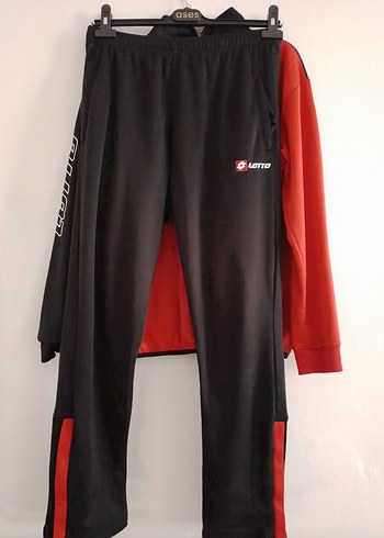 Kırmızı Siyah Erkek  Eşofman Takımı lotto marka cepli m beden - Görsel 4