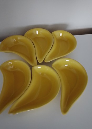 seramik hardal Sarısı 6lı Modern Tabak Seti - Görsel 2