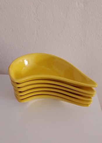 seramik hardal Sarısı 6lı Modern Tabak Seti - Görsel 10