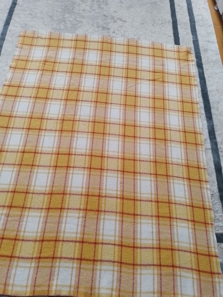 Sarı Kareli Masa Örtüsü çarşaf koltuk örtüsü çok amaçlı 2 adet - Görsel 5