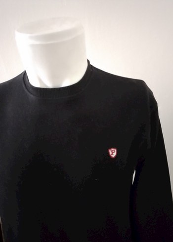 Siyah Erkek Sweatshirt, Yuvarlak Yaka, Uzun Kollu m beden - Görsel 2