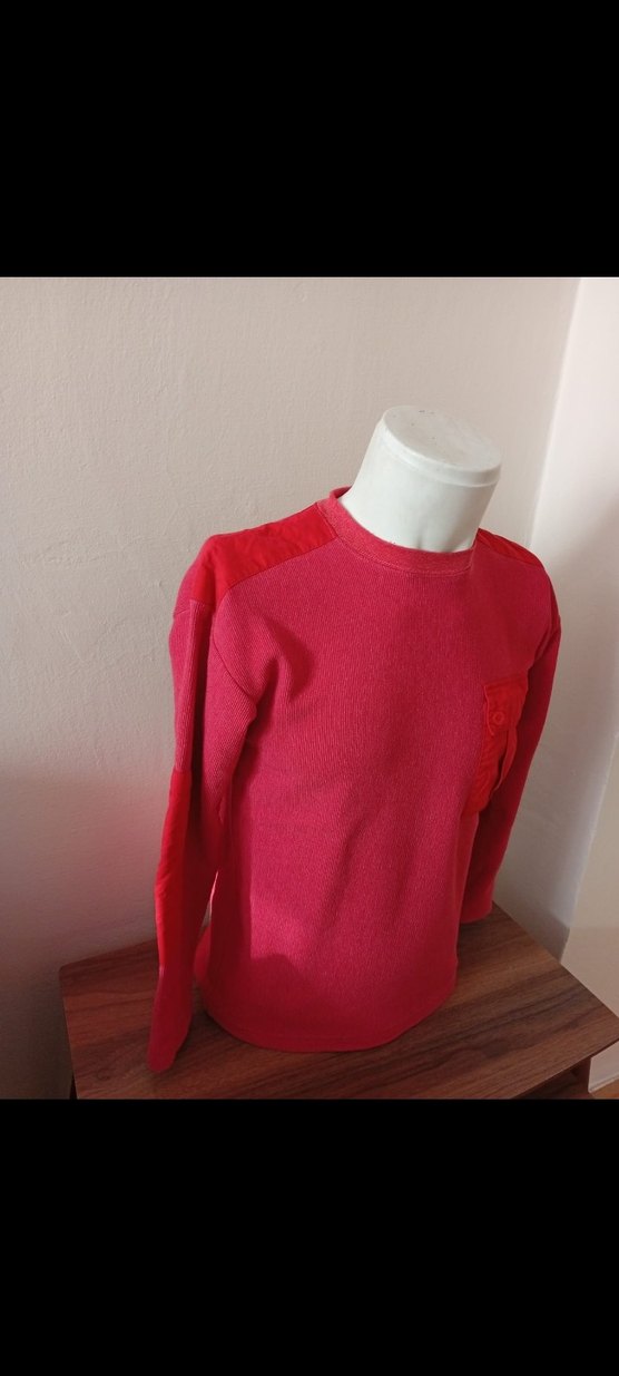 Kırmızı Erkek  Sweatshirt kumaş detaylı cebi  ve kolları - Görsel 2