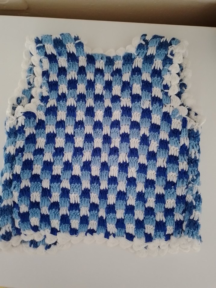 Kız  erkek Çocuk Mavi Batik el Örgüsü  Yelek 1 ve 2 yaşa uygun - Görsel 3