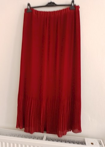 Kadın  şifon  bordo Pilili Uzun Etek beli lastikli çok şık - Görsel 2