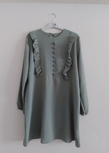 ayrobin kumaş likralı Uzun Kollu Fırfırlı Tunik 42 beden