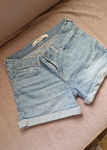 Kadın Açık Mavi Denim Mini Şort - Görsel 2