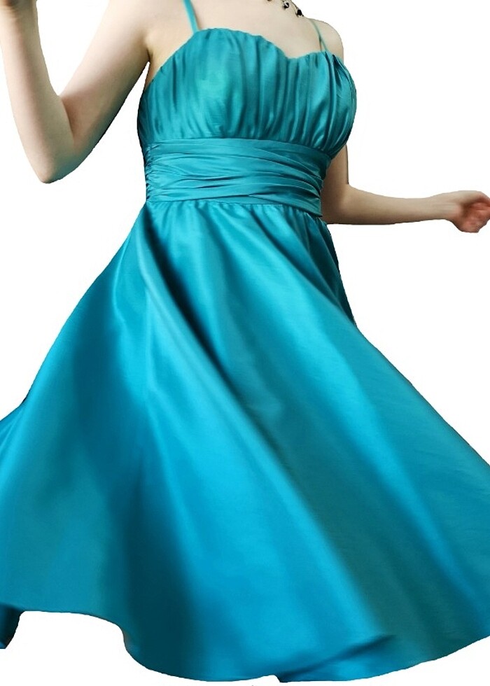 Turkuaz renk abiye - Görsel 3