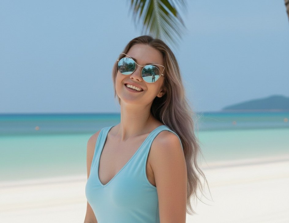 mavi ayna camlı kedi model  Kadın Gözlüğü - Görsel 2