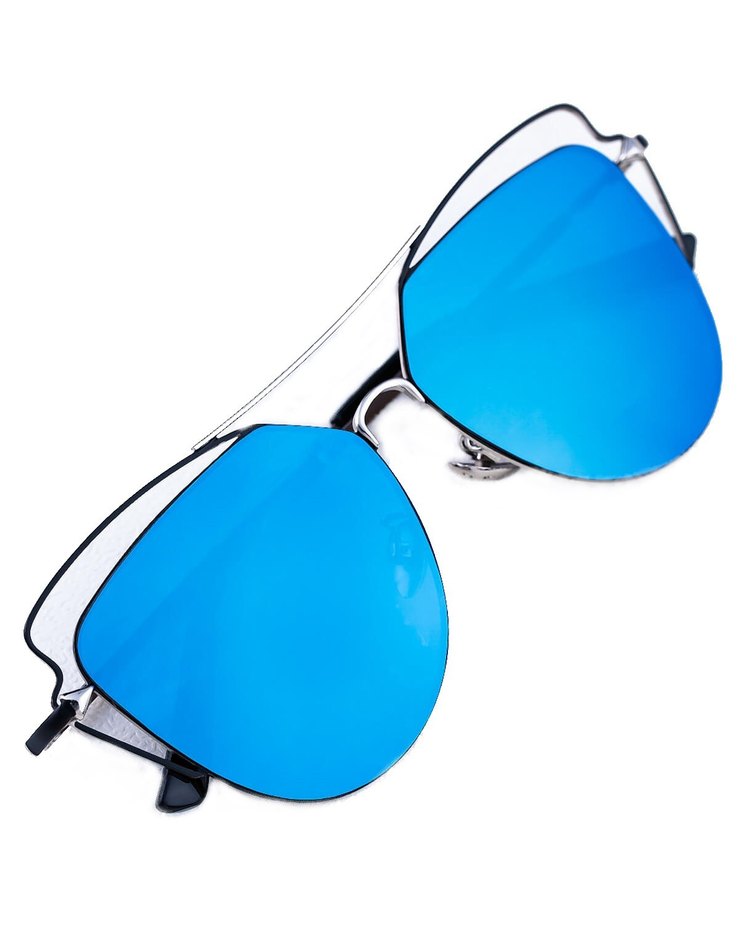 Mavi ayna camlı Kadın Güneş Gözlüğü - Görsel 4