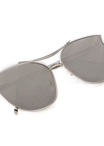 gümüş ayna camlı Parlak Kadın Güneş Gözlüğü - Görsel 7