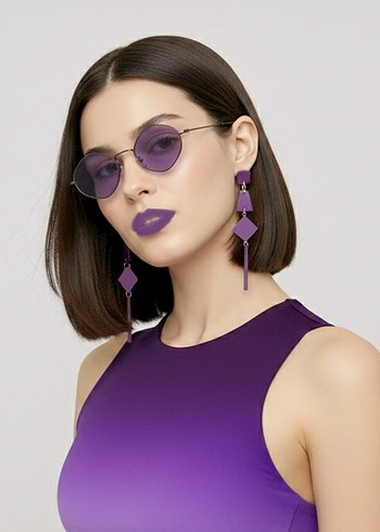 Şeffaf Mor Avant-Garde Kadın Gözlüğü - Görsel 2