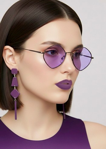 Şeffaf Mor Avant-Garde Kadın Gözlüğü - Görsel 5