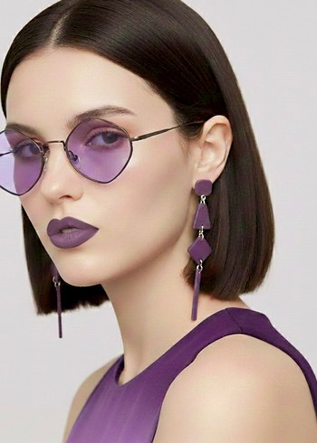 Şeffaf Mor Avant-Garde Kadın Gözlüğü - Görsel 3