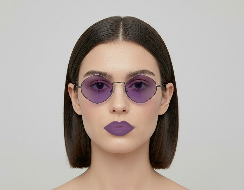 Şeffaf Mor Avant-Garde Kadın Gözlüğü - Görsel 4