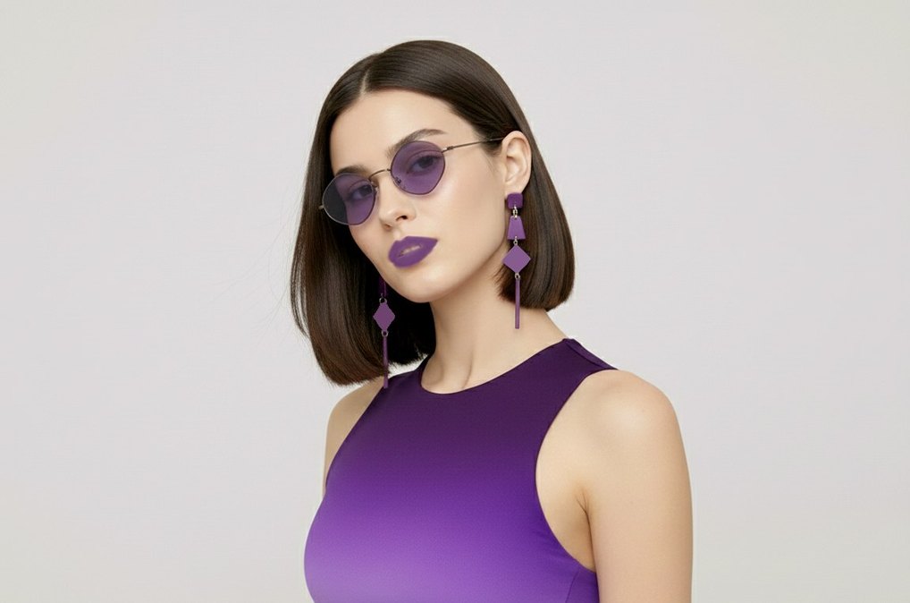 Şeffaf Mor Avant-Garde Kadın Gözlüğü - Görsel 2