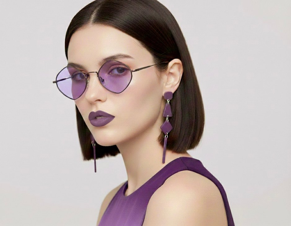 Şeffaf Mor Avant-Garde Kadın Gözlüğü - Görsel 3