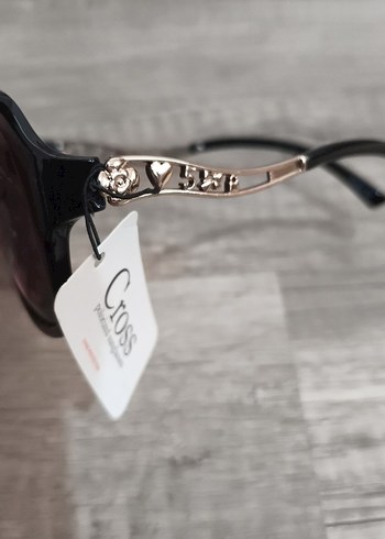 Cross metal  Detaylı Siyah Kadın Güneş Gözlüğü - Görsel 5