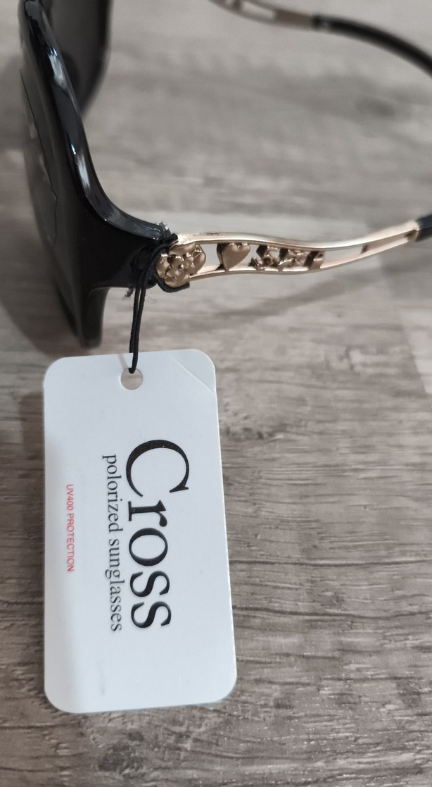 Cross metal  Detaylı Siyah Kadın Güneş Gözlüğü - Görsel 4