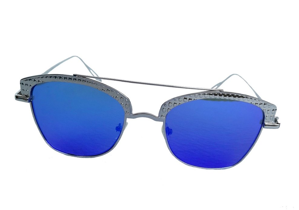 Polo 55 metal Çerçeveli Mavi Aynalı unisex Güneş Gözlüğü - Görsel 3