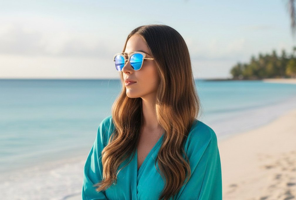 Polo 55 metal Çerçeveli Mavi Aynalı unisex Güneş Gözlüğü - Görsel 2