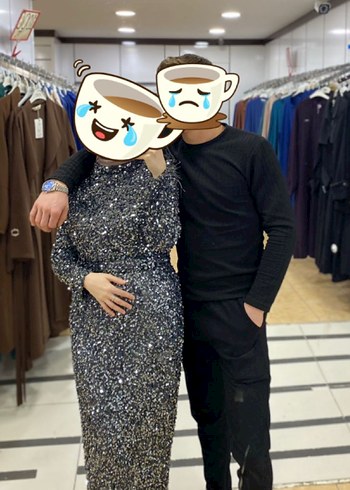 Abiye Kadın Gri Simli Uzun Abiye Elbise