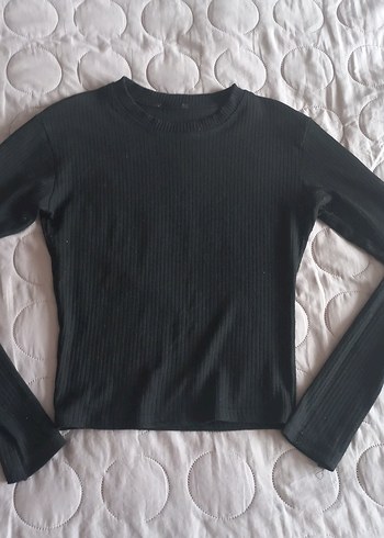 Siyah, Bisiklet Yakalı, Uzun Kollu Penye Kadın Kazak - Görsel 2