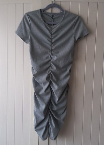 Büzgülü fitilli  mini elbise - Görsel 3