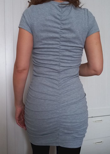 Büzgülü fitilli  mini elbise - Görsel 7