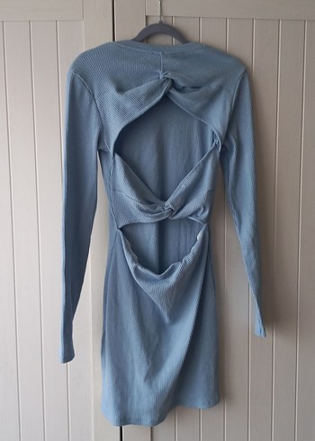 Mavi Uzun Kollu Triko Midi Elbise - Görsel 4