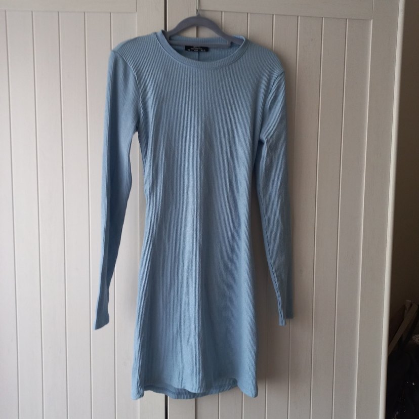 Mavi Uzun Kollu Triko Midi Elbise - Görsel 3