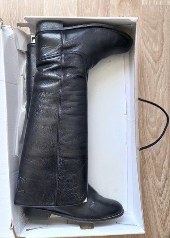 Hakiki  Deri Siyah Dizüstü Çizme - Görsel 3