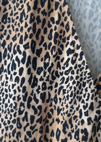 Leopar Desenli V Yaka Kuşaklı Elbise- Tunik - Görsel 5