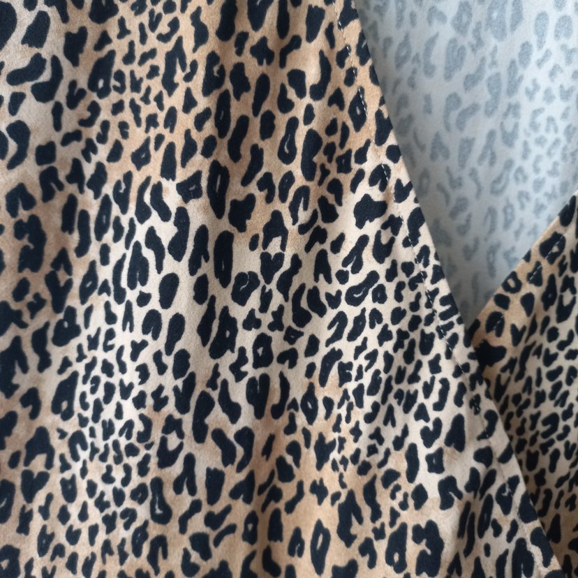 Leopar Desenli V Yaka Kuşaklı Elbise- Tunik - Görsel 5