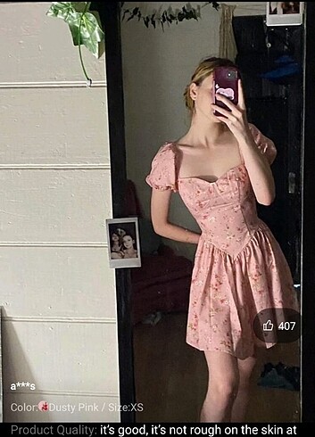 s Beden Shein çicekli pembe elbise 