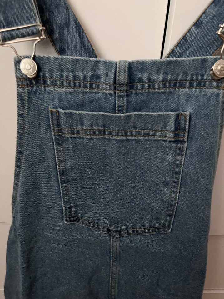 Kadın Mavi Denim Midi Askılı Tulum - Görsel 3