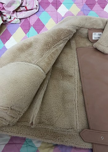 s Beden Bej Kürklü Deri Kadın Ceket