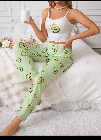 Avokado Desenli Pijama Takımı