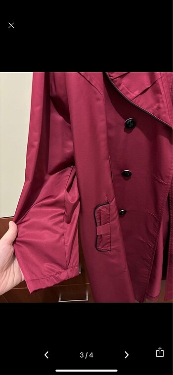 48 Beden Bordo trençkot