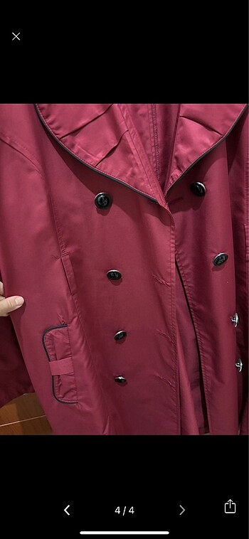 48 Beden bordo Renk Bordo trençkot