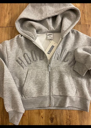 Gri Kapüşonlu Fermuarlı Sweatshirt